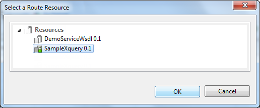 Dialog box to select a Route Resource.