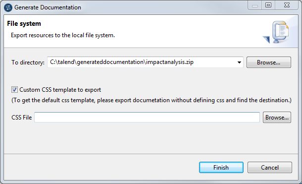 Generate Documentation dialog box.