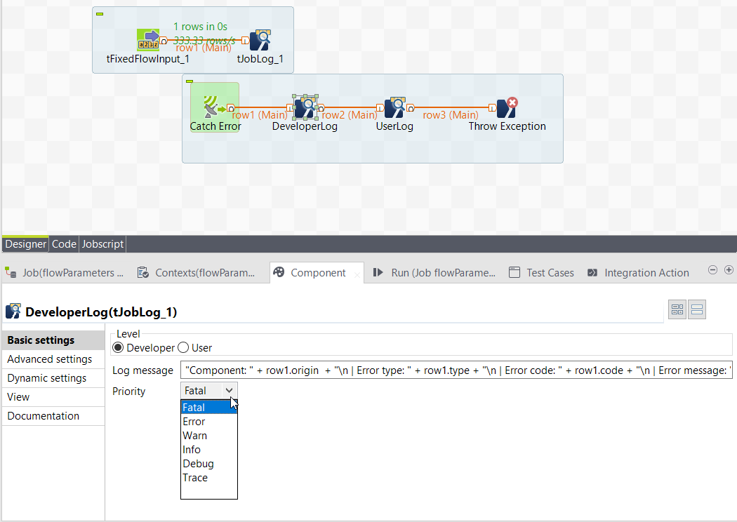 Basic settings view.