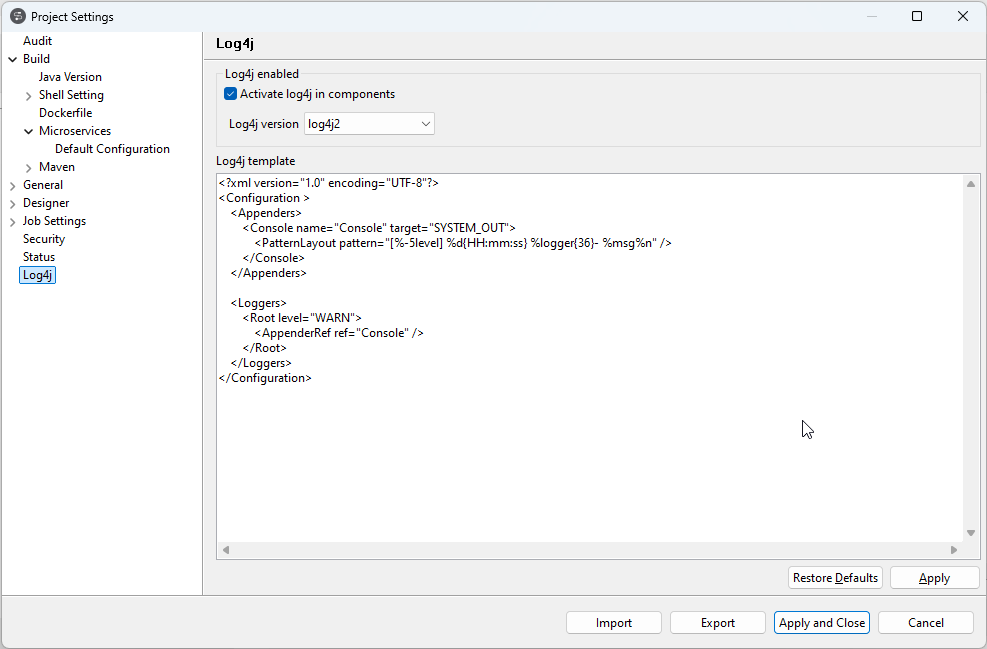 Log4j configuration