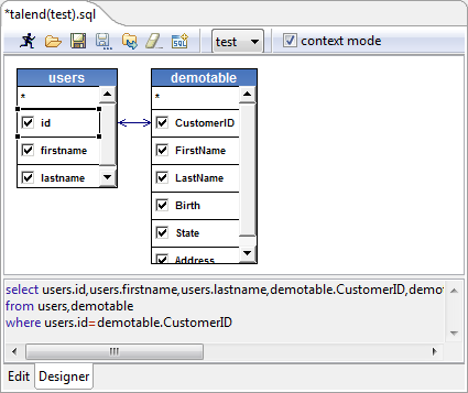 SQL Builder editor.