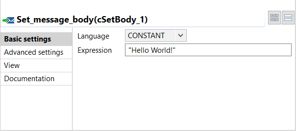 Basic settings view of the cSetBody component.