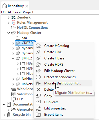 "Migrate Distribution..." context menu.