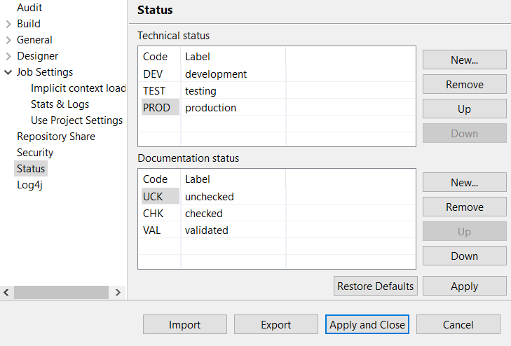 Project Settings dialog box.