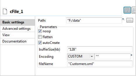 Basic settings view.