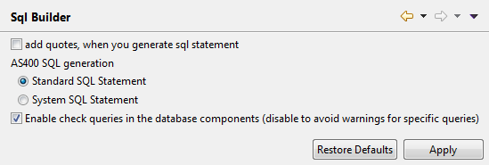 Sql Builder view.