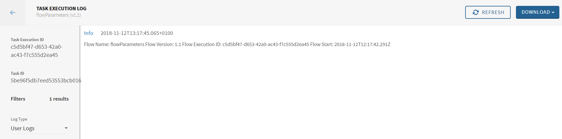 Task execution logs in Talend Management Console.