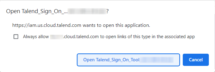 Talend Cloud SSO login wizard from Talend Studio