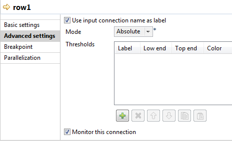 Advanced settings view of the component.