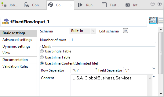 Basic settings view.