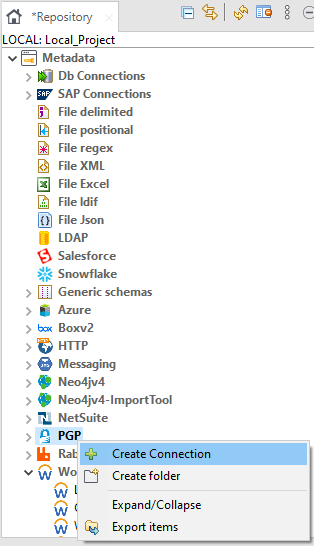 Create Connection option selected by right-clicking.