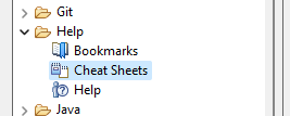 Cheat sheets node from the Show view... dialog box.