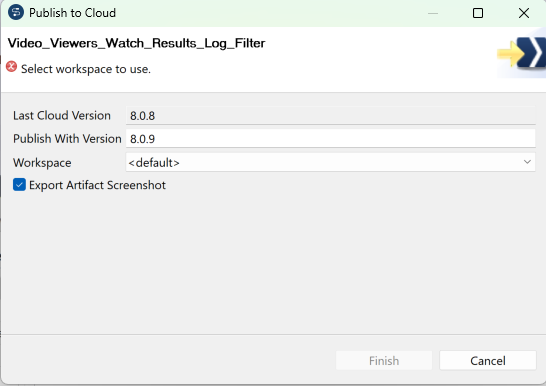 Publish to Cloud dialog box.