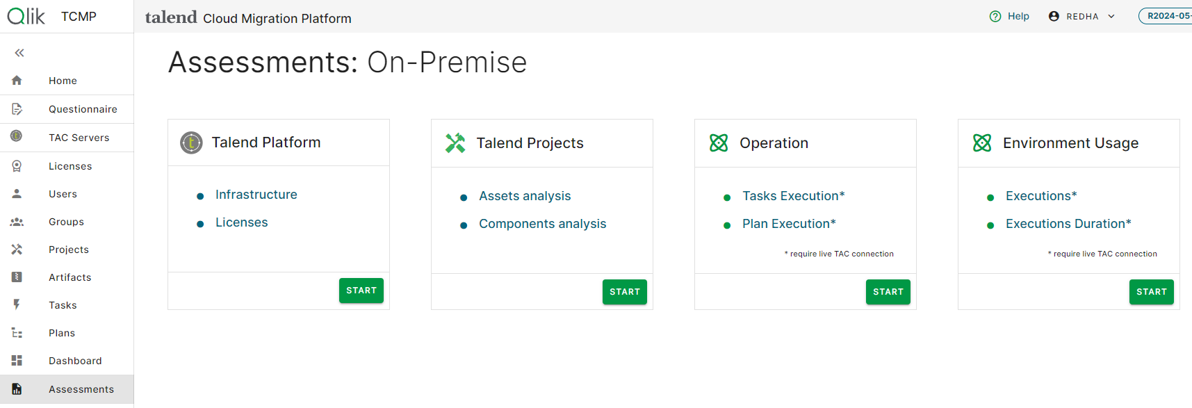 On-Premises assessment types tab