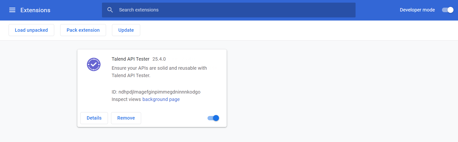 Extension Talend Cloud API Tester dans Google Chrome.