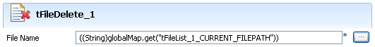 Fenêtre du tFileDelete affichant la propriété File Name.