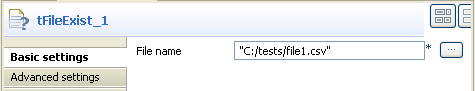 Vue Basic settings du tFileExist.