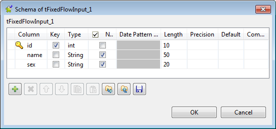 Schéma du tFixedFlowInput.