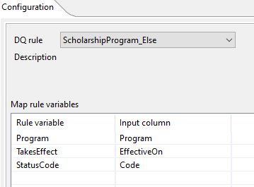 Fenêtre de configuration pour associer les variables.