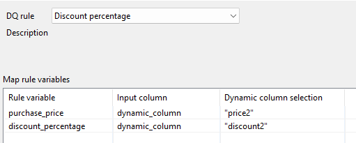 Fenêtre de configuration pour associer les variables.