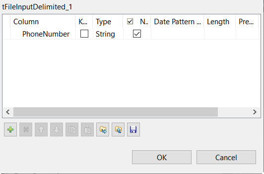 Schéma du composant tFileInputDelimited.