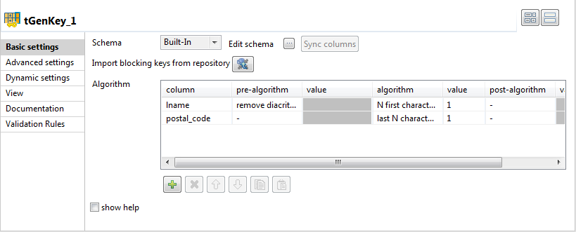 Configuration du premier composant tGenKey.