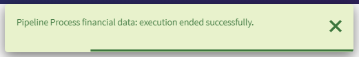 Le panneau Notifications indique que l'exécution du pipeline s'est bien terminé.