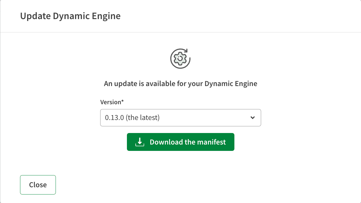 Nouvelle version disponible pour un Dynamic Engine (Moteur Dynamique).