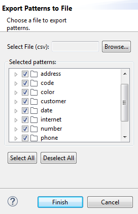 Vue d'ensemble de l'assistant Export Pattern (Exporter un modèle).