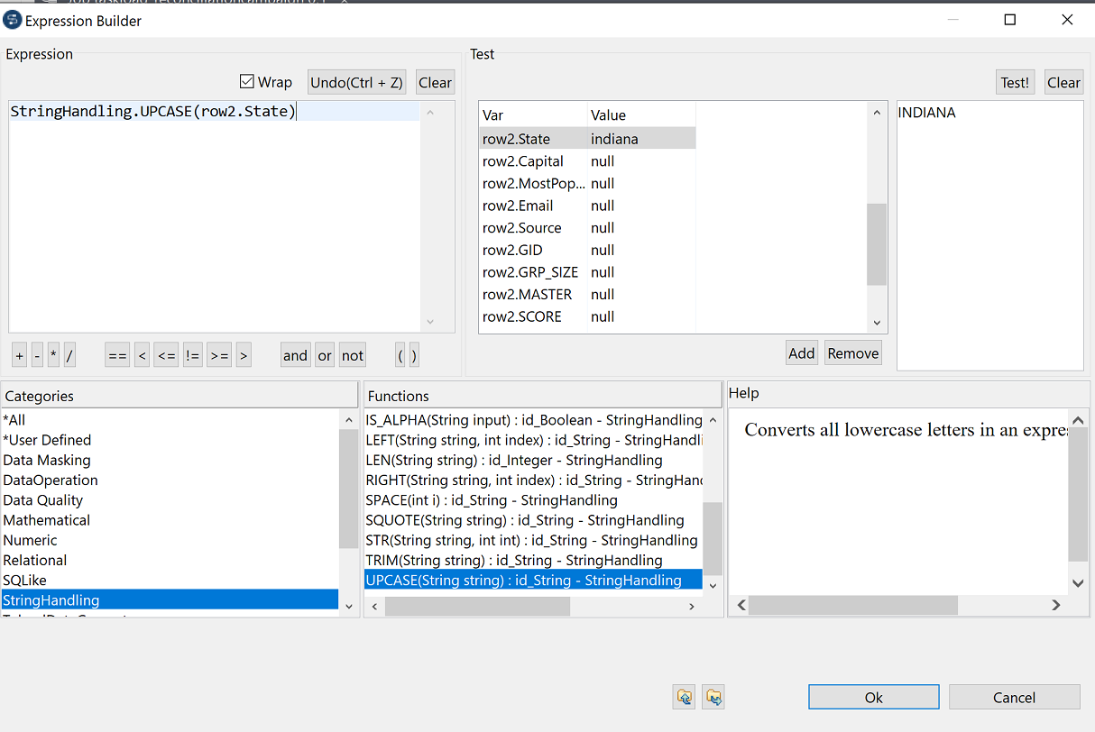 Vue d'ensemble de la boîte de dialogue Expression Builder.