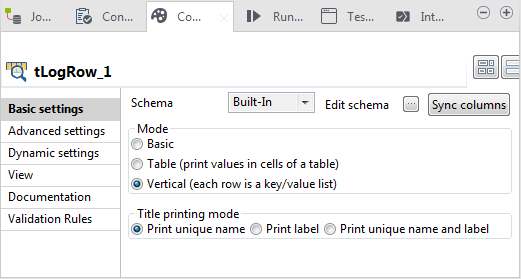 Vue Basic settings (Paramètres simples).