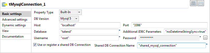 Vue Basic settings (Paramètres simples).