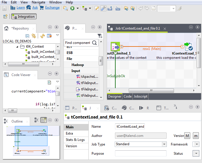 Interface du Studio Talend.