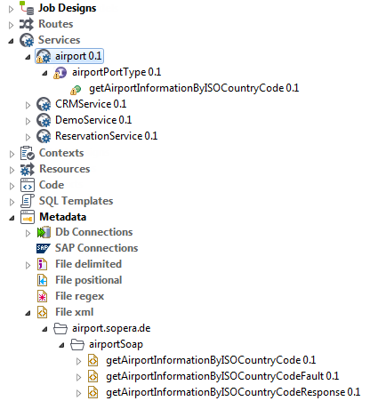 Dossier Metadata (Métadonnées) dans la vue en arborescence Repository (Référentiel).