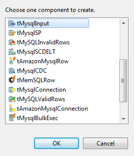 Boîte de dialogue dans laquelle sélectionner le composant à utiliser.