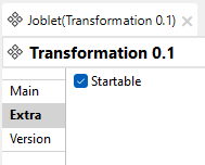 Case à cocher "Startable (Démarrable)" de la vue Extra du Joblet.