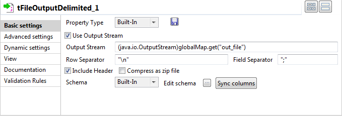 Vue Basic settings (Paramètres simples).