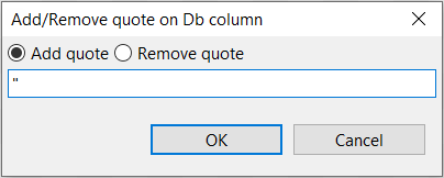 Boîte de dialogue permettant d'ajouter ou de supprimer des guillemets dans des colonnes de base de données.