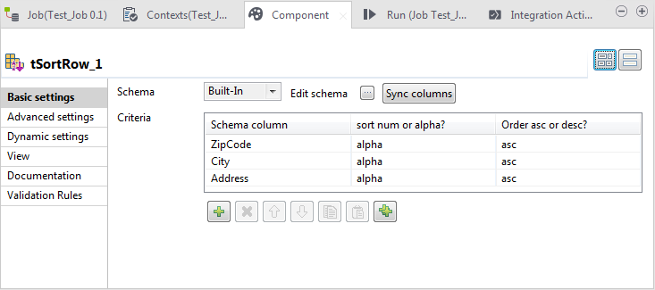 Vue Basic settings (Paramètres simples).