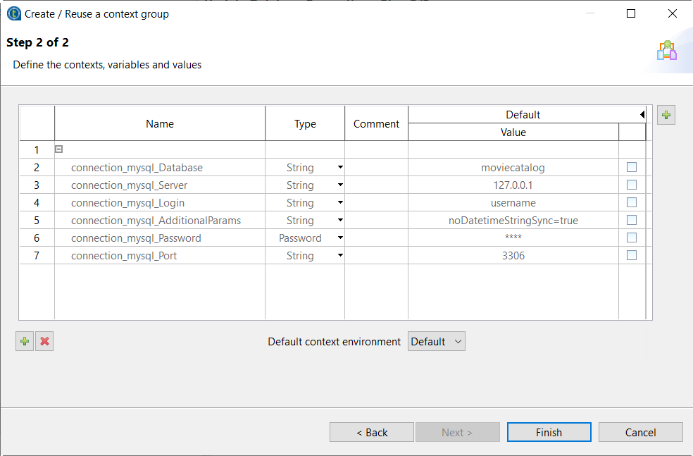 [Create / Reuse a context group] (コンテキストグループを作成/再利用)ダイアログボックス。