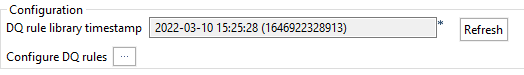 [DQ rule library timestamp] (DQルールライブラリーのタイプスタンプ)フィールドの横にある[Refresh] (更新)ボタン。
