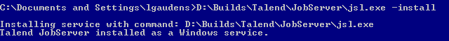 その結果、システムはTalend JobServerがWindowsサービスとしてインストールされていることを示します。