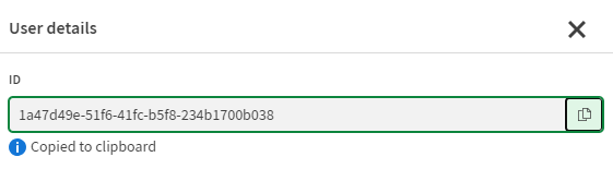 ユーザー詳細パネルからコピーされたID。