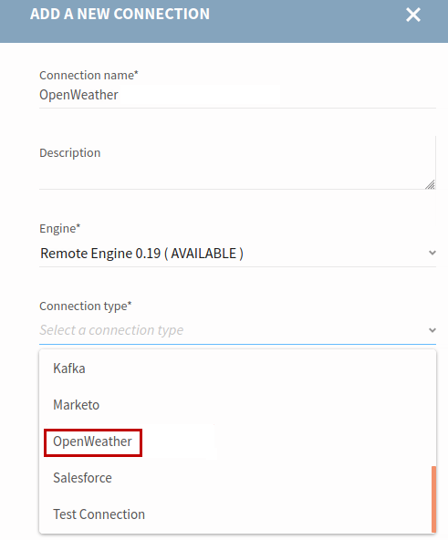 Talend Cloud Pipeline DesignerでRemote Engine Gen2との新しい接続を追加する方法を示すスクリーンショット。