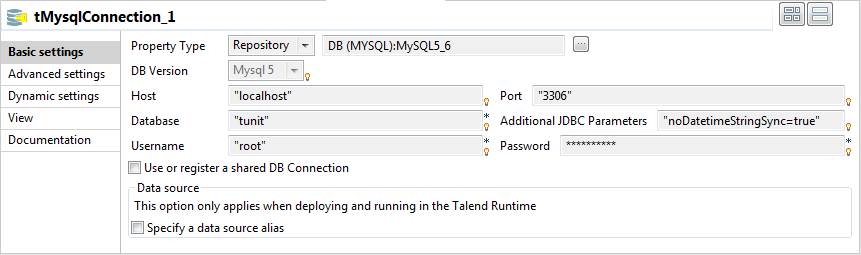 [Basic settings] (基本設定)ビュー。