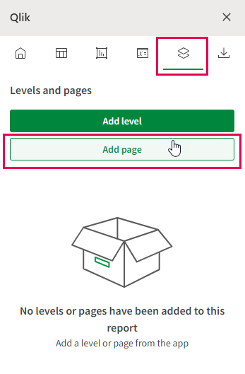 Excel 加载项中的“级别和页面”选项卡，您可以从中添加/修改已添加的现有级别和页面，或添加新级别和页面